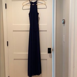 Navy David’s bridal bridesmaid dress